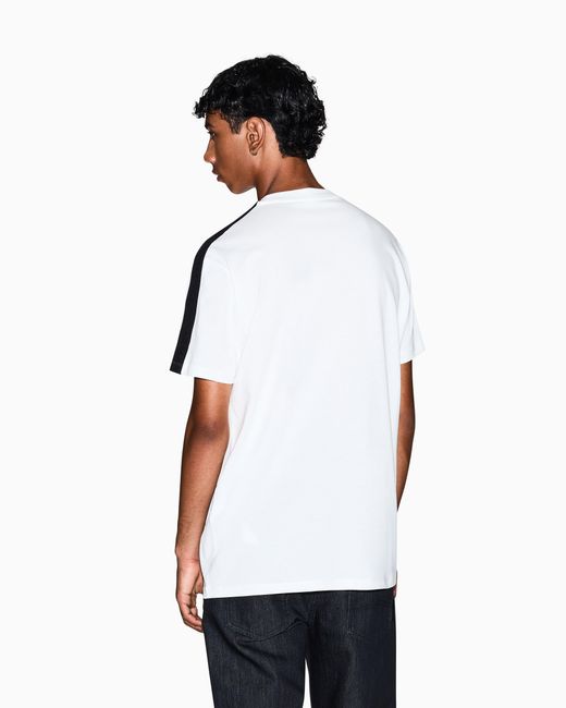 ARMANI EXCHANGE White Regular Fit Cotton T-Shirt With Embossed Logo Essential for men