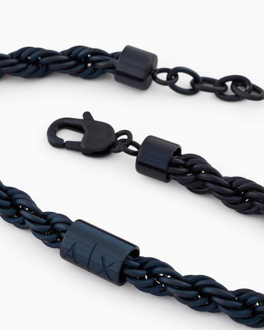 ARMANI EXCHANGE Blue Stainless Steel Chain Bracelet for men