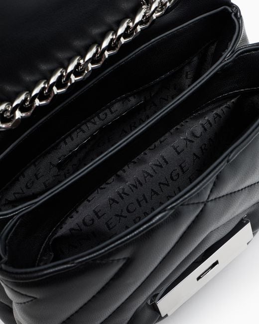 ARMANI EXCHANGE Black Technical Mini Bag With Chevron Quilting
