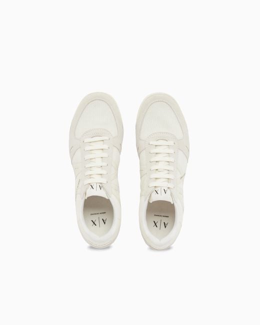 ARMANI EXCHANGE White Lace-Up Sneakers for men