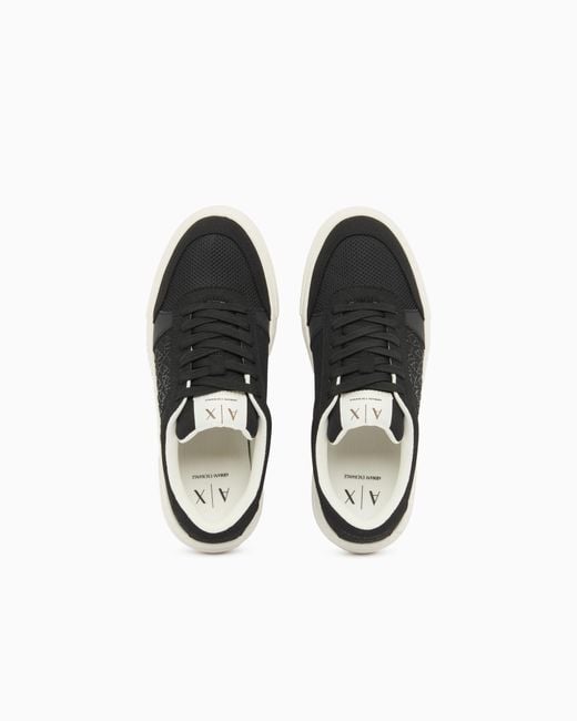 ARMANI EXCHANGE White Lace-Up Low-Top Sneakers