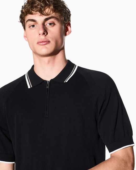 ARMANI EXCHANGE Black Cotton Polo Shirt for men