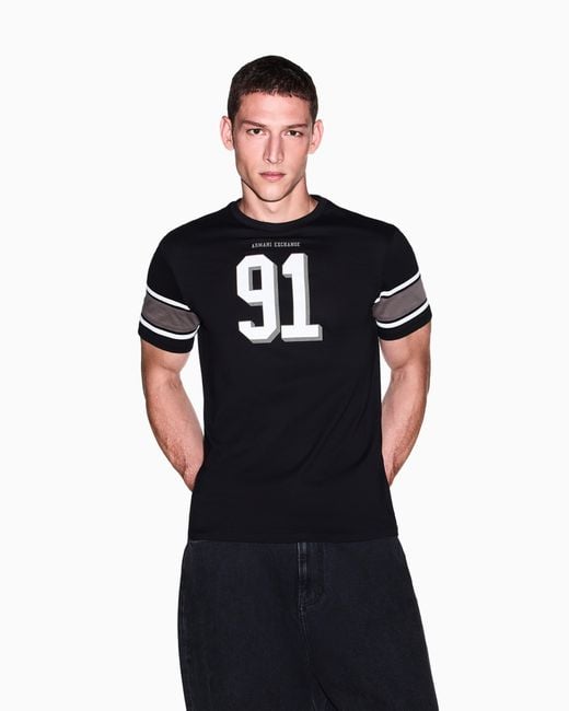 ARMANI EXCHANGE Black Slim Fit T-Shirt Cotton Jersey for men