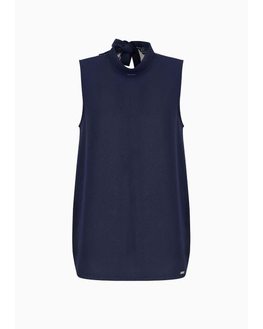 Armani Exchange Blue Top In Asv Recycled Fabric
