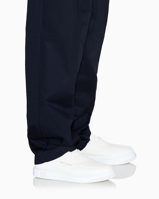 ARMANI EXCHANGE White Sneakers With Crossed Laces And Logo for men