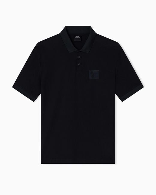 ARMANI EXCHANGE Black Regular Fit Polo Shirt With Patch for men
