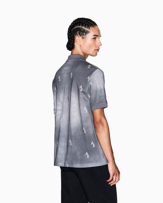 Polo Regular Fit Stampa Sfumata di ARMANI EXCHANGE in Blue da Uomo