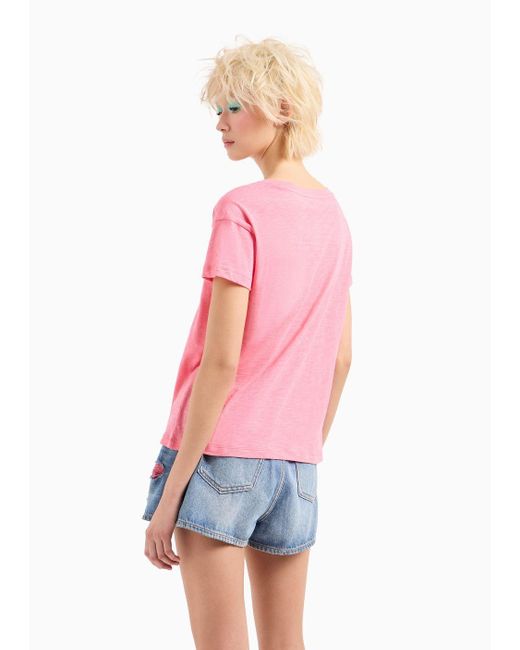 Armani Exchange Pink Relaxed Fit T-shirt In Asv Organic Cotton