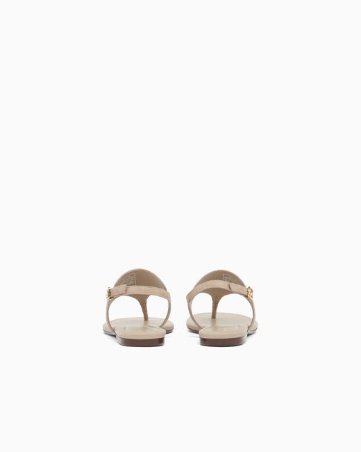 ARMANI EXCHANGE White Microsuede Sandals With Embossed Logo
