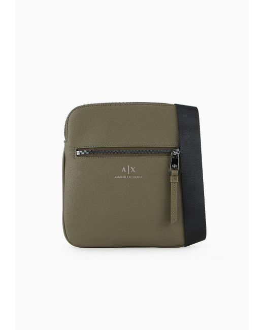 Armani Exchange Green Semi-rigid Flat Shoulder Strap With External Pocket for men