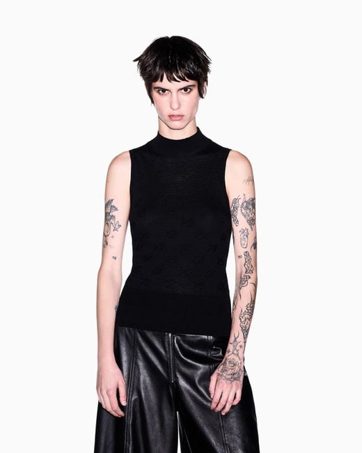 ARMANI EXCHANGE Black Regular Fit Knit Top
