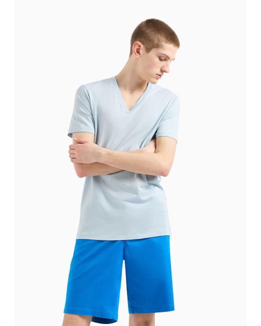 Armani Exchange Blue Slim Fit Short Sleeve Pima Cotton T-shirt for men