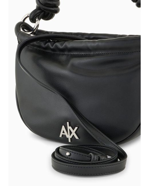 Armani Exchange Black Small Round Handbag With Logo