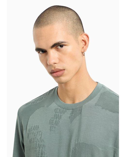 Armani Exchange Green Regular Fit T-shirt In Jacquard Fabric for men