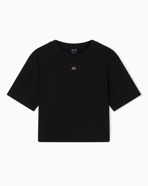 ARMANI EXCHANGE Black Cropped Cotton Jersey T-Shirt
