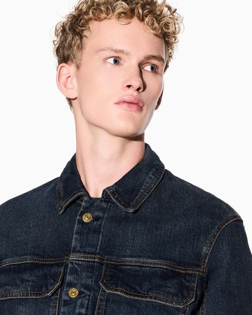 Veste En Jean Avec Empiècements Élastiques ARMANI EXCHANGE pour homme en coloris Blue