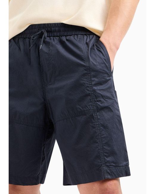 Armani Exchange Blue Chino Shorts In Pure Cotton Gabardine for men