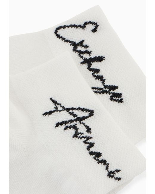 Armani Exchange White Short Socks With Logo