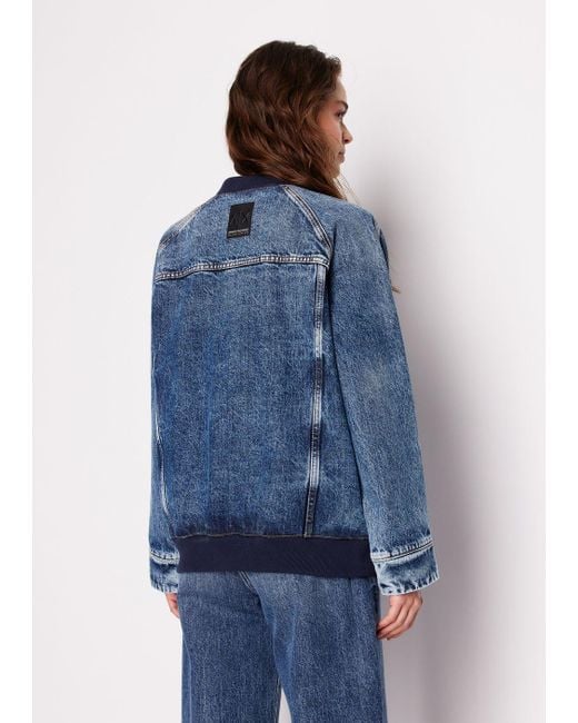 Armani Exchange Blue Faded Denim Jacket In Asv Organic Cotton