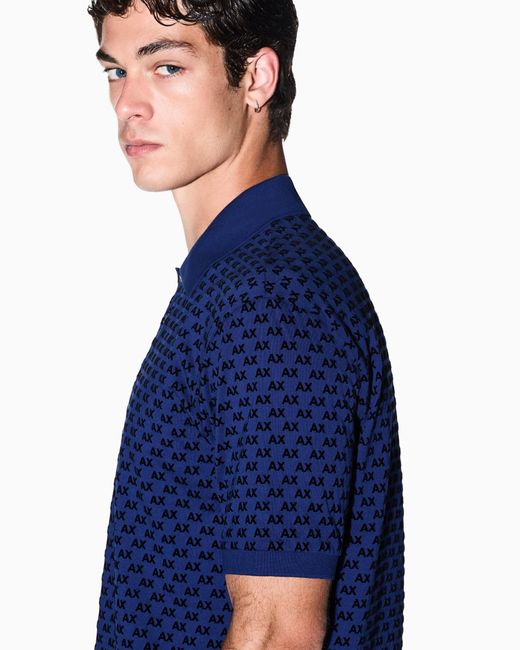 ARMANI EXCHANGE Blue Regular Fit Polo Shirt for men