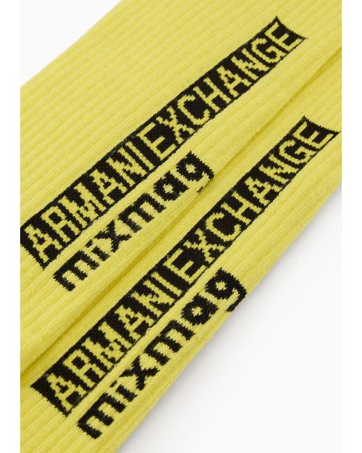 Armani Exchange Yellow Socks With Logo In Asv Fabric for men