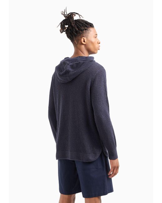 Armani Exchange Blue Asv Organic Cotton Blend Hooded Sweater for men