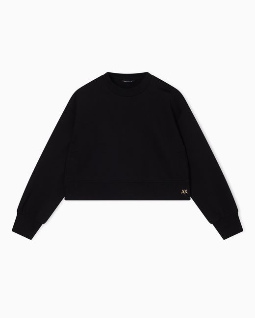 ARMANI EXCHANGE Black Bonded Stretch Cotton Sweatshirt