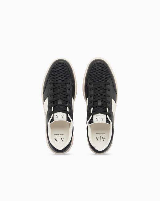 ARMANI EXCHANGE White Technical Fabric Sneakers for men