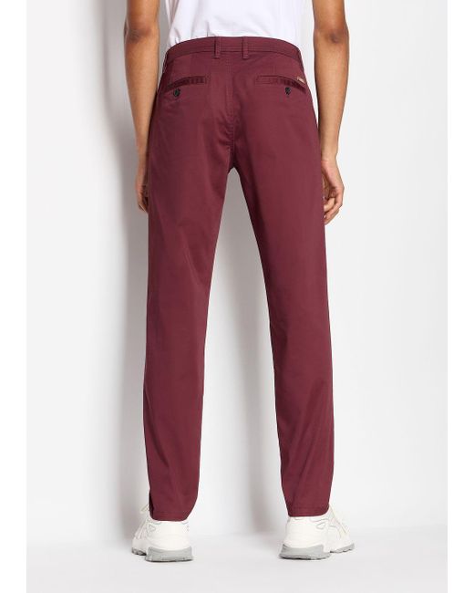 Armani Exchange Stretch Cotton Poly Satin Pants in Red for Men | Lyst