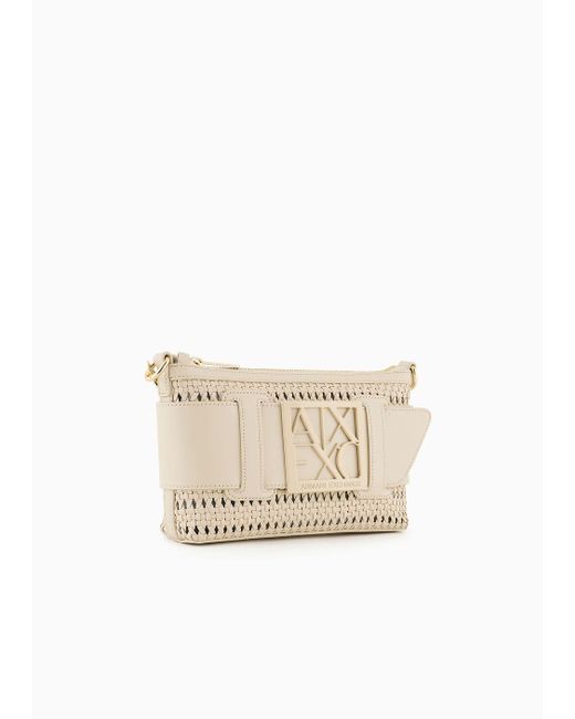 Armani Exchange Natural Shoulder Bag With Maxi Logo