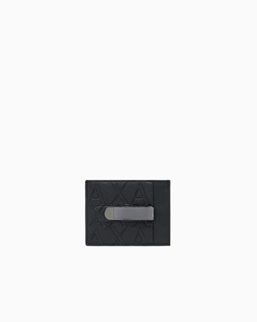 ARMANI EXCHANGE White Card Holder With Logo Texture Money Clip for men