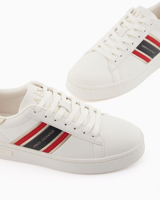 ARMANI EXCHANGE White Urban-Tech Sneakers With Webbing Details