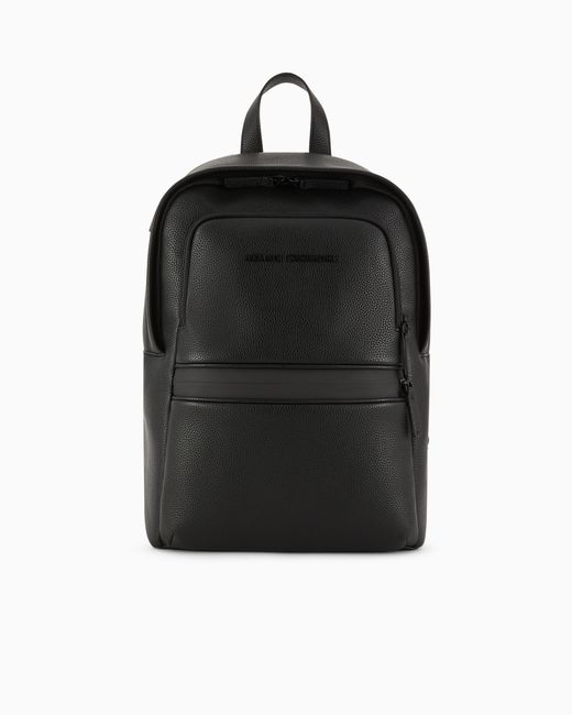 ARMANI EXCHANGE Black Square Backpack With Contrasting Details for men