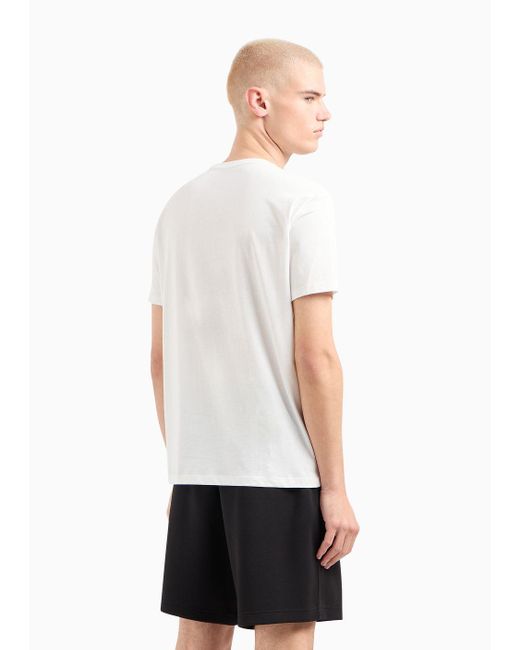 T-shirt Regular Fit In Cotone Con Logo Multicolor di Armani Exchange in White da Uomo