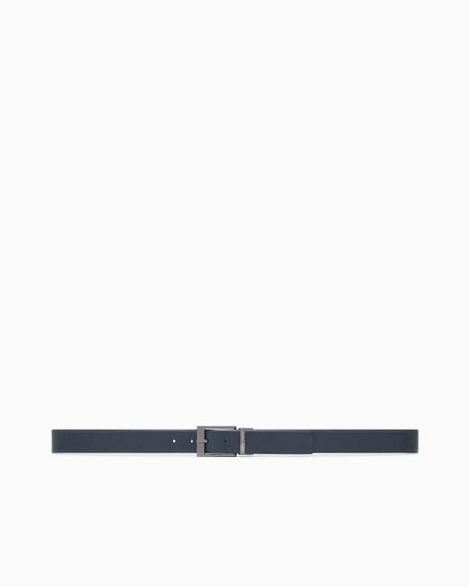 ARMANI EXCHANGE White Reversible Smooth Leather Belt With A Rectangular Buckle for men