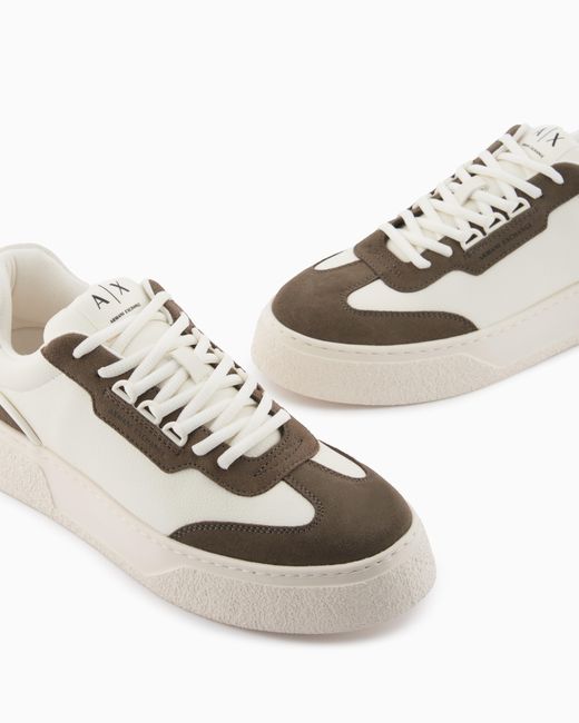 ARMANI EXCHANGE White Technical Fabric Sneakers for men
