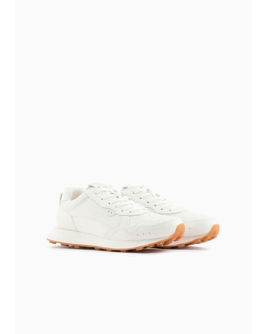 Armani Exchange White Econappa Sneakers With Tone-on-tone Details