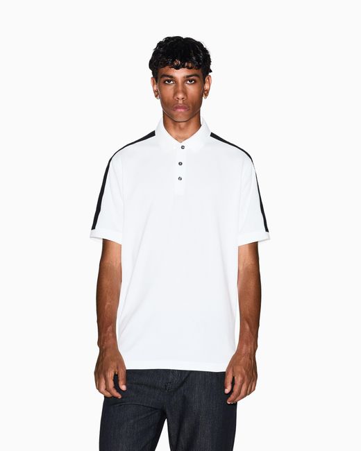 Polo De Corte Regular Con Cinta En Contraste ARMANI EXCHANGE de hombre de color White
