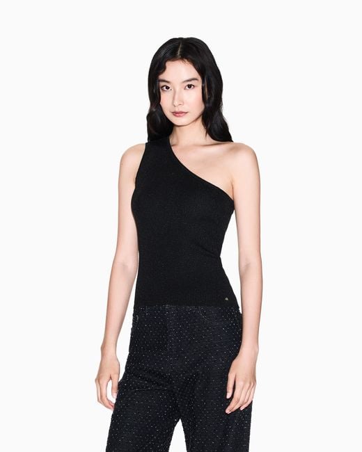 ARMANI EXCHANGE Black One-Shoulder Top