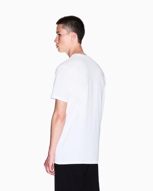 ARMANI EXCHANGE White Regular Fit T-Shirt With Embossed Logo for men