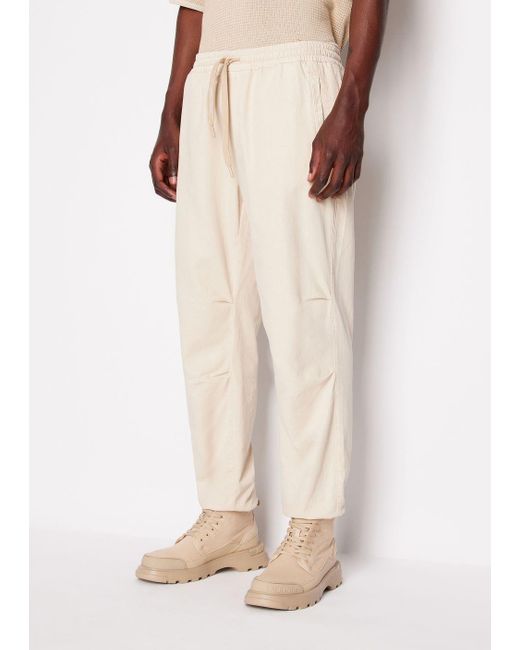 Armani Exchange Natural Nylon Twill Drawstring Trousers for men