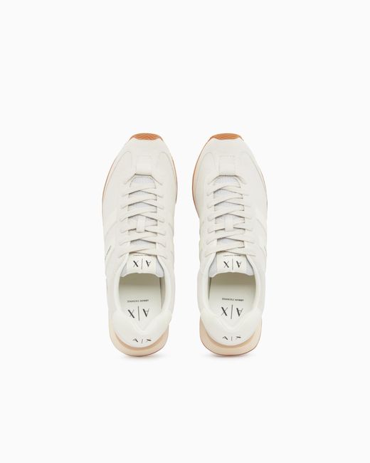 ARMANI EXCHANGE White Sneakers With Side Logo Band for men
