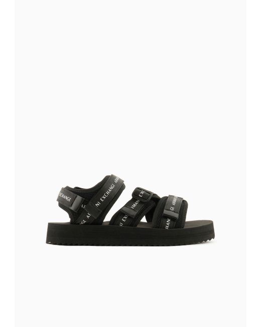 Armani Exchange Black Multi-band Sandals With Tear for men