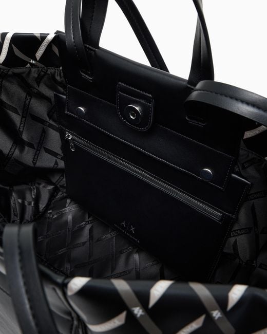 ARMANI EXCHANGE Black Große Shopper-Tasche Mit Zwei Tragegriffen