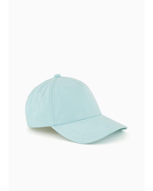 Armani Exchange Blue Hat With Visor And Allover Logo for men