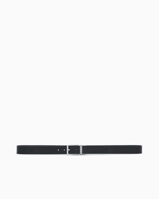 ARMANI EXCHANGE White Reversible Tongue Belt With An Adjustable Fit for men