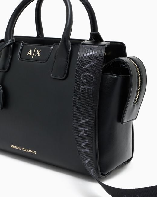 ARMANI EXCHANGE Black Faux Leather Handbag