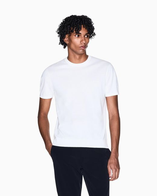 ARMANI EXCHANGE White Cotton Crew Neck T-Shirt With Embroidered Logo Essential for men