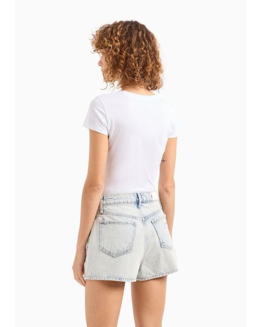 Shorts Baggy Fit In Denim Washed di Armani Exchange in Blue