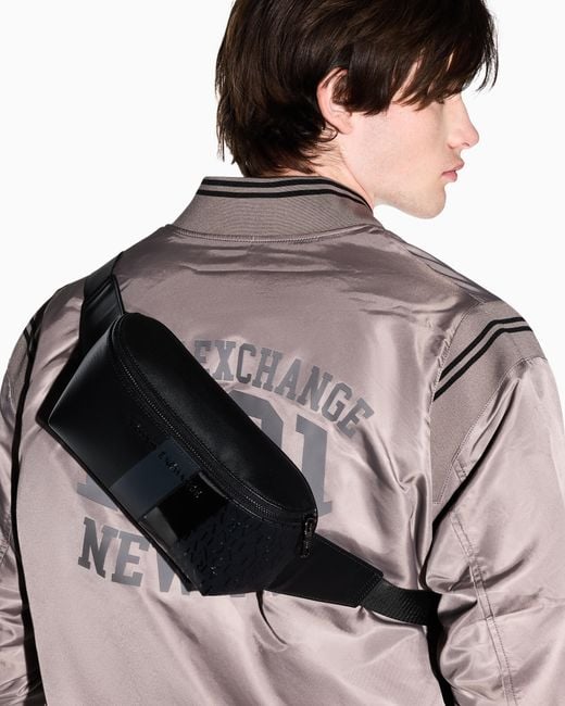 Marsupio Con Monogramma E Strisce di ARMANI EXCHANGE in Black da Uomo